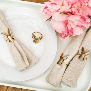 Bunny Napkin Rings Gold Set of FourImage