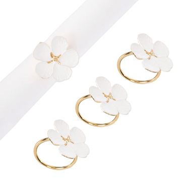 Sweet Blossom Napkin Rings White Set of FourImage
