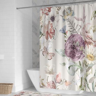 Purple Wildflower Bloom Shower Curtain Multi Pastel 71 x 72Image