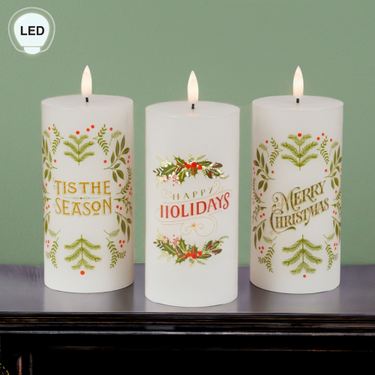 Festive Holiday LED Candles White Set of ThreeImage