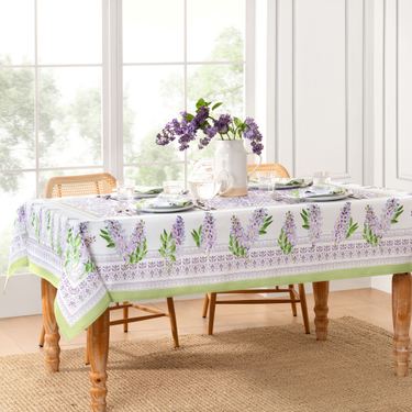Lilac Bloom Rectangle Tablecloth WhiteImage