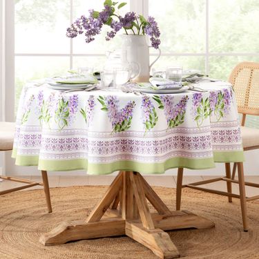 Lilac Bloom Round Tablecloth White 70 DiameterImage