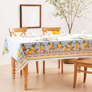 Tuscan Lemon Rectangle Tablecloth WhiteImage