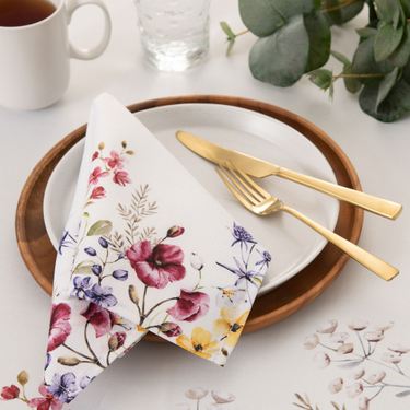 Poppy Meadow Napkins White Set of FourImage