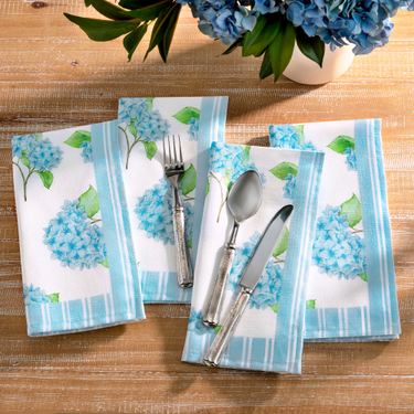 Seaside Hydrangea Napkins White Set of FourImage