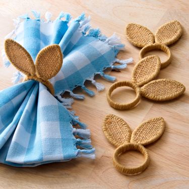 Bunny Ear Napkin Rings Natural Set of FourImage