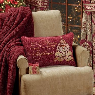 Ruby Court Embroidered Christmas Rectangle PillowImage