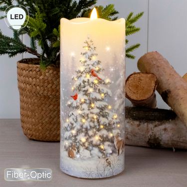Woodland Christmas LED Candle IvoryImage
