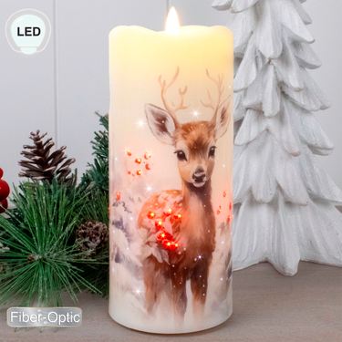 Winter Fawns LED Candle IvoryImage