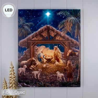 Oh Night Divine Lighted Canvas Wall Art Multi WarmImage