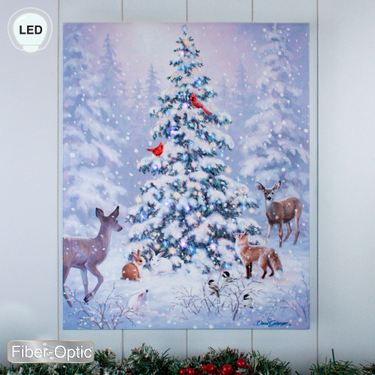 Woodland Christmas Lighted Canvas Wall Art Multi CoolImage