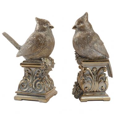 Holiday Splendor Bird Figurines Gold Set of TwoImage