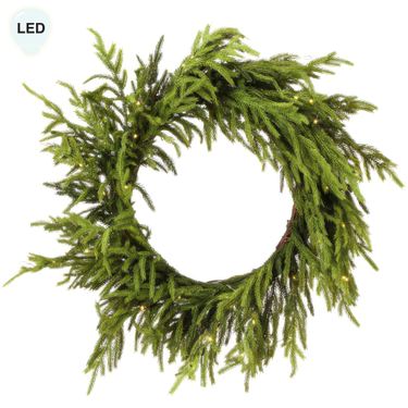 Norfolk Pine Lighted Wreath GreenImage