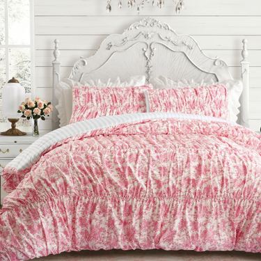 Fancy Toile Mini Comforter Set PinkImage