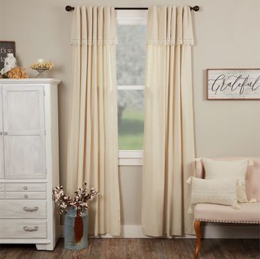 Flax and Lace Curtain Pair NaturalImage