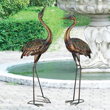 Illumine Crane Looking Up Sculpture BronzeImage