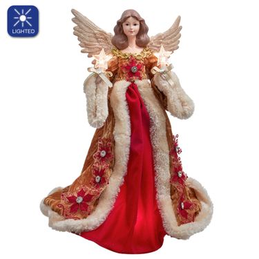 Holiday Angel Lighted Tree Topper RedImage