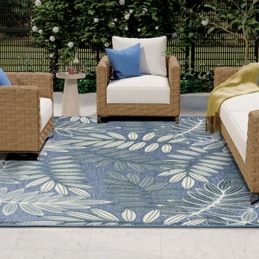 Lenora Rectangle Rug Blue/Ivory 53 x 75Image