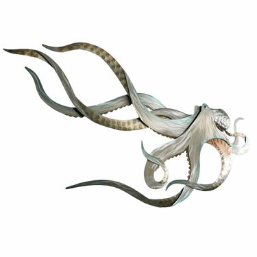 Swimming Octopus Wall Sculpture Silver Facing LeftImage