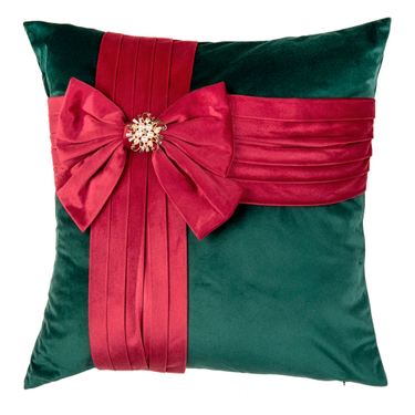 Festive Bow Decorative Pillow Red/GreenImage
