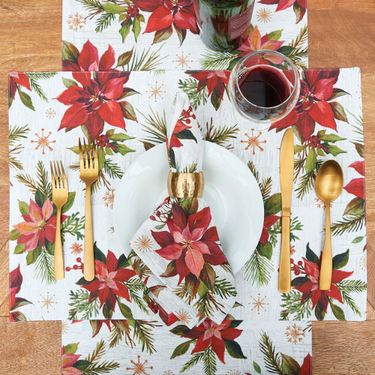Poinsettia Moments Table Runner Red 14 x 72Image