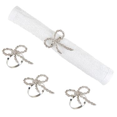 Graceful Bow Napkin Rings Silver Set of FourImage