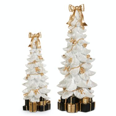 Bow Trees with Presents Table Accents White Set of TwoImage