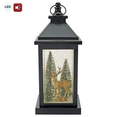 Woodland Deer Musical Swirl LED Lantern BlackImage