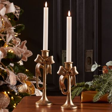 Holiday Trumpet Candleholders Gold Set of TwoImage
