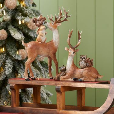 Deer with Forest Friends Figures Brown Set of TwoImage