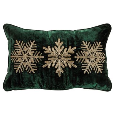 Beaded Snowflake Decorative Pillow GreenImage