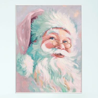 Pastel Santa Claus Framed Canvas Wall Art Multi PastelImage