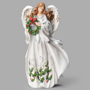 Angel with Wreath Table Sculpture WhiteImage
