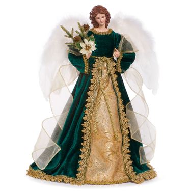 Angel with Poinsettia Tree Topper GreenImage