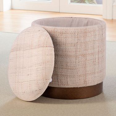 Handwoven Storage Ottoman Beige/BrownImage