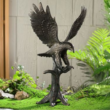 Perching Eagle Garden Sculpture Dark BronzeImage