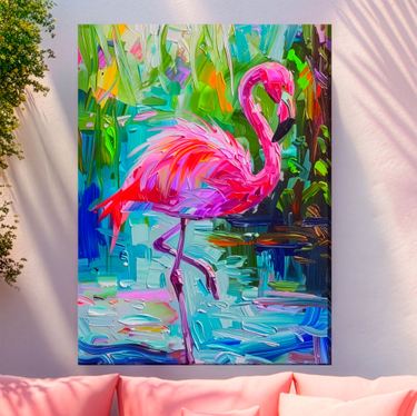 Pinky the Flamingo Canvas Wall Art Multi BrightImage