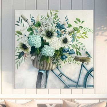 Brimming Basket Canvas Wall Art BlueImage