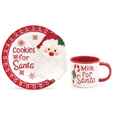 Milk and Cookies for Santa Mug and Plate Red Set of TwoImage