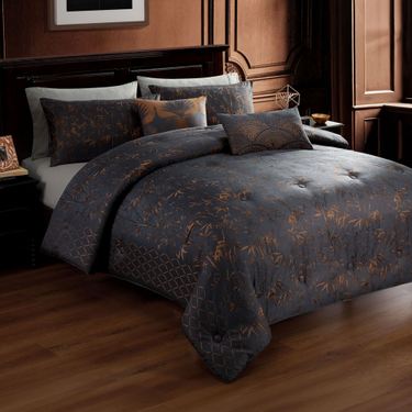 Bamboo Tree Comforter Bed Set CharcoalImage