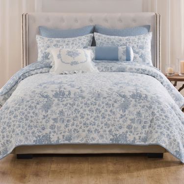 Heritage Toile Mini Coverlet Set BlueImage