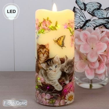 Sweet Kittens LED Candle IvoryImage