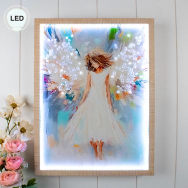 Amazing Grace Angel Lighted Framed Wall Art Multi PastelImage