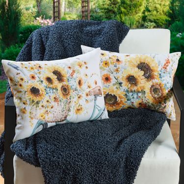 Sunflowers Forever Reversible Decorative Pillow Multi WarmImage