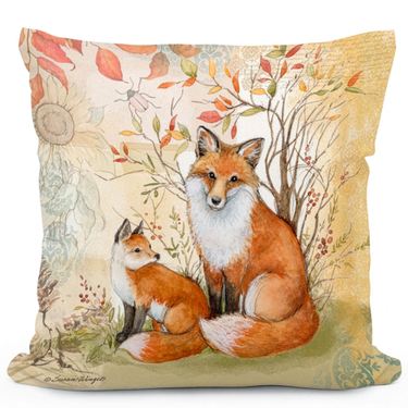 Mother Fox in Autumn Accent Pillow Multi EarthImage