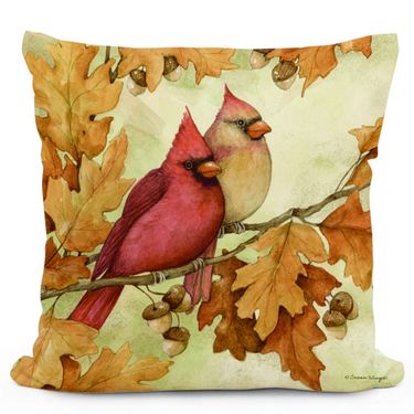 Fall Cardinals with Leaves Accent Pillow Multi EarthImage