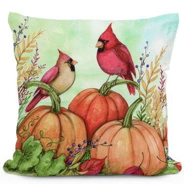 Fall Cardinals with Pumpkins Accent Pillow Multi EarthImage