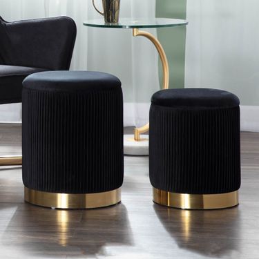 Marla Pleated Nesting Storage Ottomans Set of TwoImage