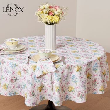 Bouquet Ribbon Round Tablecloth White 70 DiameterImage