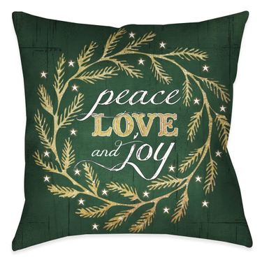 Peace Love and Joy Decorative Pillow 18 SquareImage